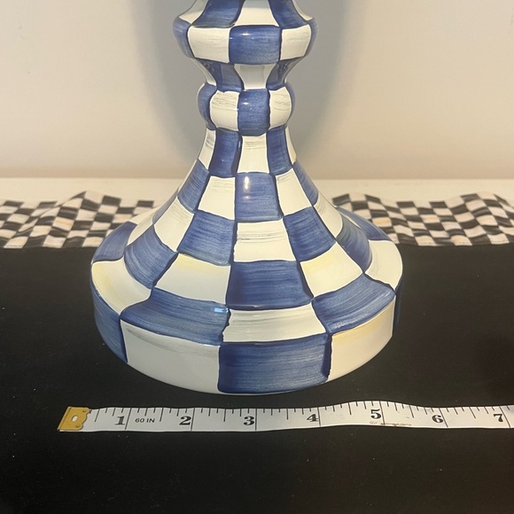 Mackenzie-Childs Royal Check Enamel Pedestal Vase.  New! 💙🤍 RETIRED! - Picture 8 of 9